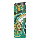 Persoonlijke Turquoise, Gold, Marble Fluid Art Thermosbeker (Gedraaid links)