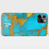 Persoonlijke Turquoise GOUD Marmer Naam BUDGET iPhone Hoesje (Achterkant horizontaal)