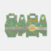 Persoonlijke Turquoise Gouden Paisley Gevel Bedankdoosjes (Uitgevouwen)