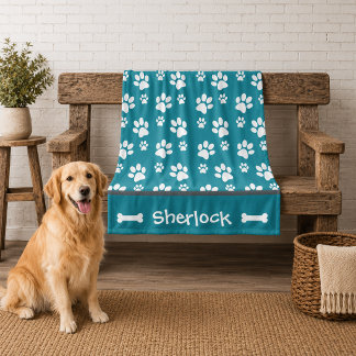 Persoonlijke turquoise honden deken puppy cadeau
