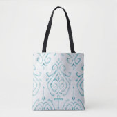 Persoonlijke Turquoise Ikat Pattern Bridesmaid Tote Bag (Voorkant)