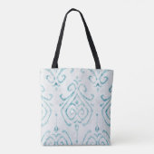 Persoonlijke Turquoise Ikat Pattern Bridesmaid Tote Bag (Achterkant)