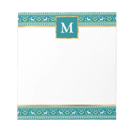 Persoonlijke Turquoise Kerstmis Fair Isle Notitieblok