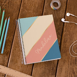 Persoonlijke turquoise koraal oceaangroene streep planner