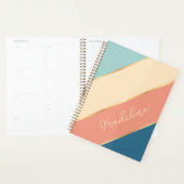 Persoonlijke turquoise koraal oceaangroene streep planner (Display)