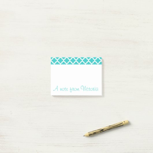 Persoonlijke Turquoise Post-Its Post-it® Notes (Op bureau)