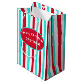 Persoonlijke Turquoise Red en White Gift Bag Medium Cadeauzakje (Voorkant Gekanteld)