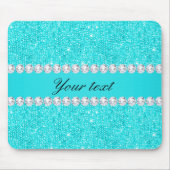 Persoonlijke Turquoise Sequins en Diamonds Muismat (Voorkant)
