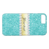 Persoonlijke Turquoise Sequins Gold Diamonds Case-Mate iPhone Case (Achterkant (Horizontaal))