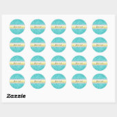 Persoonlijke Turquoise Sequins Gold Diamonds Ronde Sticker (Vel)