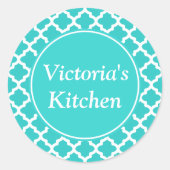 Persoonlijke Turquoise-Stickers Ronde Sticker (Voorkant)