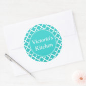 Persoonlijke Turquoise-Stickers Ronde Sticker (Envelop)