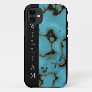 Persoonlijke Turquoise Stone Gold en Black Case-Mate iPhone Case