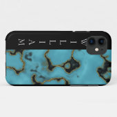 Persoonlijke Turquoise Stone Gold en Black Case-Mate iPhone Case (Achterkant (horizontaal))