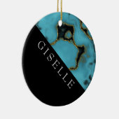Persoonlijke Turquoise Stone Gold en Black Keramisch Ornament (Rechts)