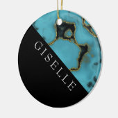 Persoonlijke Turquoise Stone Gold en Black Keramisch Ornament (Links)