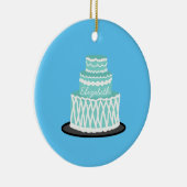 Persoonlijke turquoise taart keramisch ornament (Rechts)