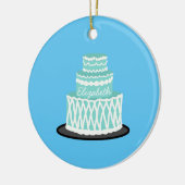 Persoonlijke turquoise taart keramisch ornament (Links)