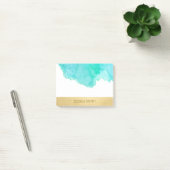 Persoonlijke Turquoise Waterverf Faux Gold Foil Post-it® Notes (Kantoor)
