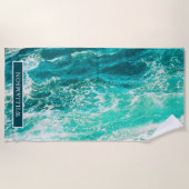 Persoonlijke Turquoise-Zee en -golven Strandlaken (Voorkant)