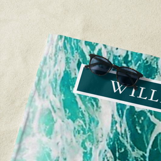 Persoonlijke Turquoise-Zee en -golven Strandlaken (In situ)