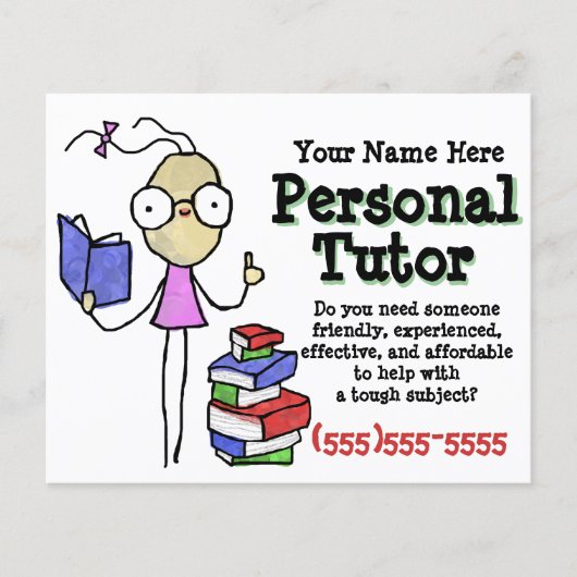Persoonlijke Tutor.Tutoring.Study Help. Promotie Flyer (Voorkant)
