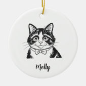 Persoonlijke Tuxedo Kat Kerstmis Keramisch Ornament (Voorkant)