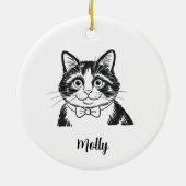 Persoonlijke Tuxedo Kat Kerstmis Keramisch Ornament (Achterkant)