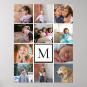 Persoonlijke twaalf foto's collage en monogram poster (Voorkant)