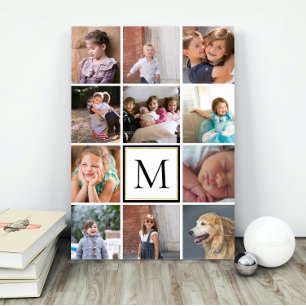 Persoonlijke twaalf foto's collage en monogram poster