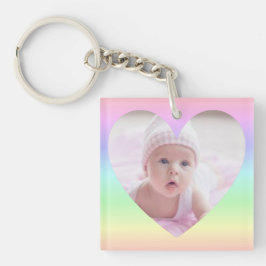 Persoonlijke twee foto's in regenboogkleurige hart sleutelhanger