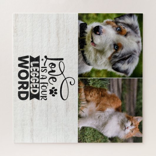 Persoonlijke twee foto's Pet Jigzaag Puzzle Legpuzzel (Horizontaal)