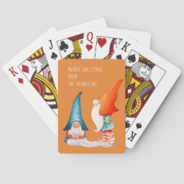 Persoonlijke, twee kleurrijke kerstkleven pokerkaarten