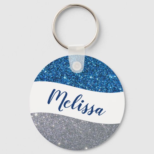 Persoonlijke twee-tint glitters sleutelhanger (Voorkant)