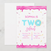 Persoonlijke twee zoete verjaardagsuitnodiging kaart (Voorkant / Achterkant)
