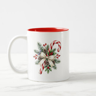 Persoonlijke Tweekleurige Kerstmug met Suikerstok Koffiemok