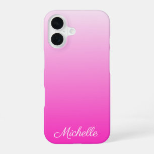 Persoonlijke tweekleurige verloop ombre hete roze iPhone 16 hoesje