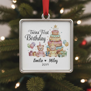 Persoonlijke tweeling eerste verjaardag ornament