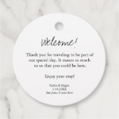 Persoonlijke tweetalige welkomsttaslabels bedankjes labels (Voorkant)