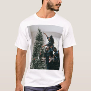 Persoonlijke tweezijdige kerstfoto van het gezin t-shirt