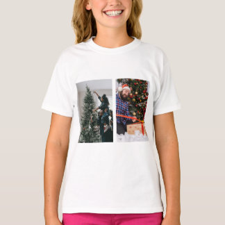 Persoonlijke tweezijdige kerstfoto van het gezin t-shirt