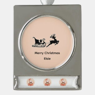 Persoonlijke tweezijdige rendier kerstman Kerstmis Verzilverd Banner Ornament