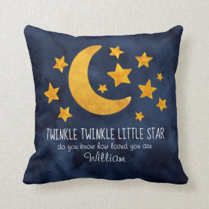 Persoonlijke Twinkle Little Star Moon & Stars Kussen