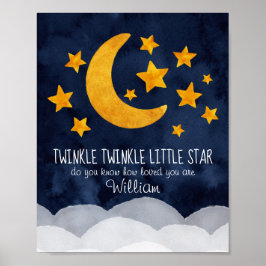 Persoonlijke Twinkle Little Star Moon & Stars Poster