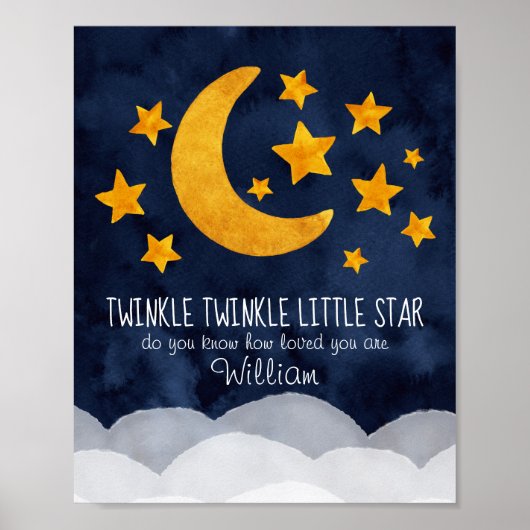 Persoonlijke Twinkle Little Star Moon & Stars Poster (Voorkant)