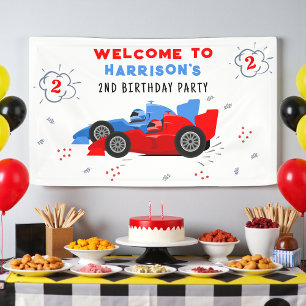 Persoonlijke Two Fast 2e verjaardag Raceauto Welko Spandoek