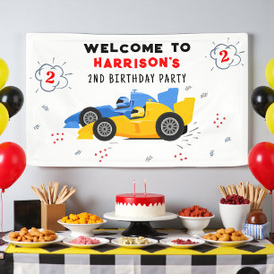 Persoonlijke Two Fast 2e verjaardag Raceauto Welko Spandoek