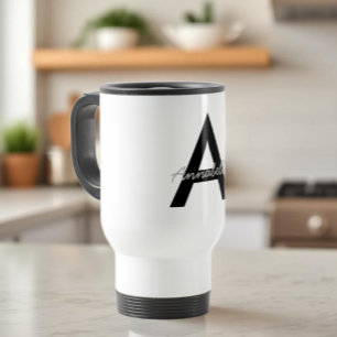Persoonlijke typografie monogram reismok reisbeker