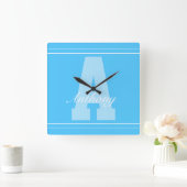 Persoonlijke typografie naamklok vierkante klok (Huis)