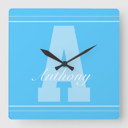 Persoonlijke typografie naamklok vierkante klok (Voorkant)